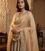 Dyed orgenza dupatta with sequance lace