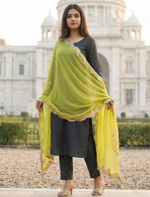 Dyed orgenza dupatta with sequance lace 1