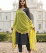 Dyed orgenza dupatta with sequance lace