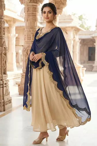 Dyed orgenza dupatta with sequance lace
