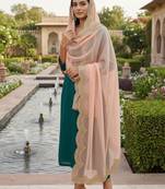 Dyed orgenza dupatta with sequance lace