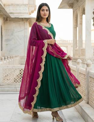 Dyed orgenza dupatta with sequance lace 1