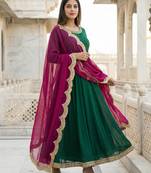 Dyed orgenza dupatta with sequance lace