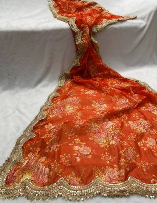 Floral orgenza dupatta with sequance lace 3