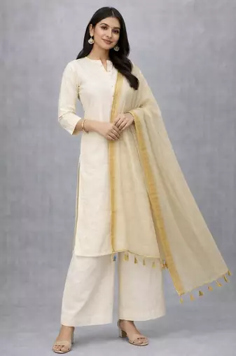 Dyed crochet work orgenza dupatta