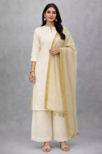 Dyed crochet work orgenza dupatta