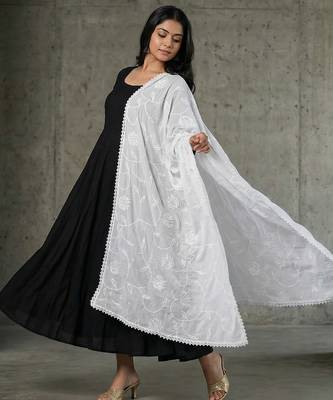 Georgette plain thred work dupatta 1