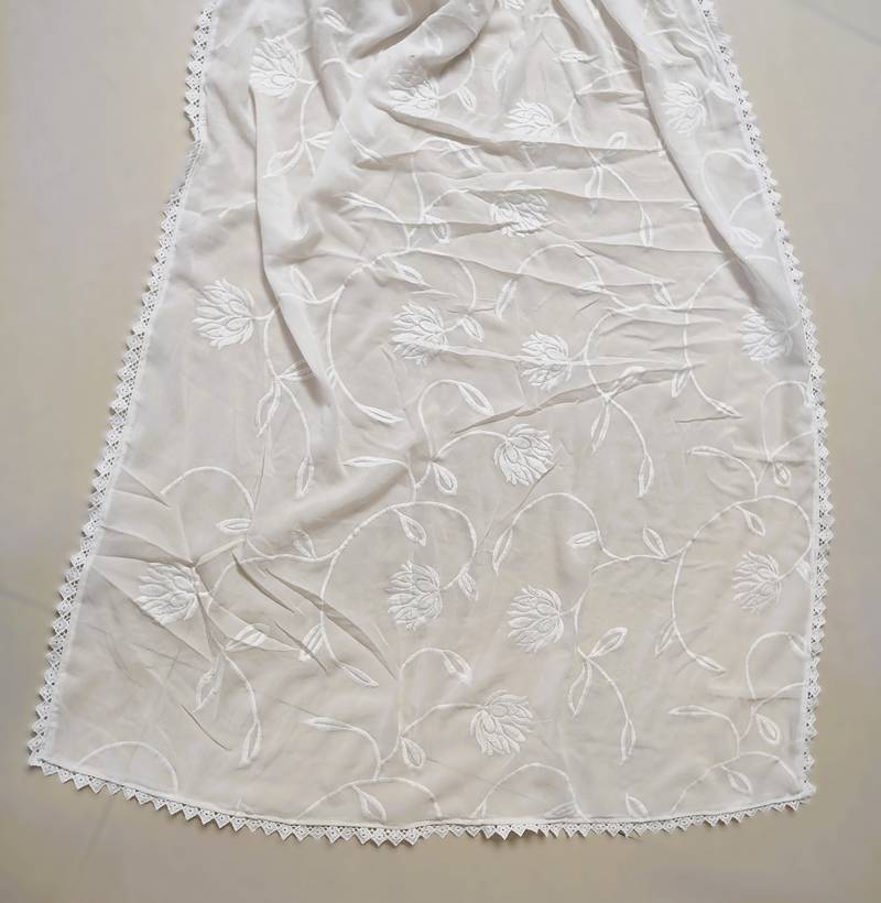 Georgette plain thred work dupatta