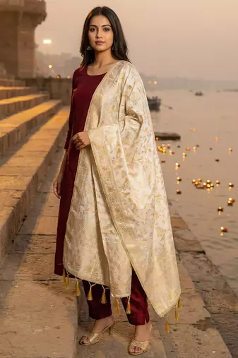 Banarsi jequared silk dupatta