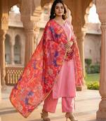 Printed georgette silk multi sequnce lace work dupatta