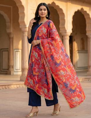 Printed georgette silk multi sequnce lace work dupatta 2