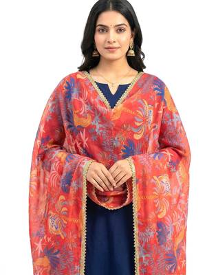 Printed georgette silk multi sequnce lace work dupatta 3
