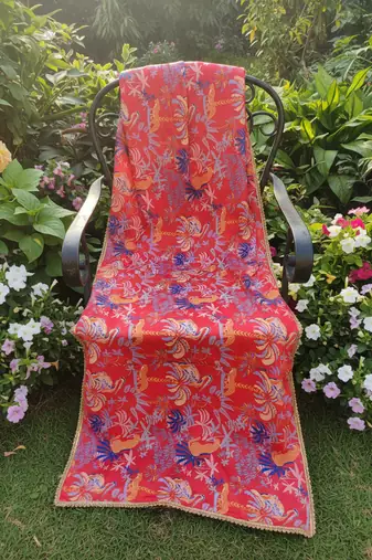 Printed georgette silk multi sequnce lace work dupatta