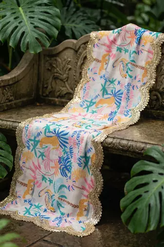 Printed georgette silk multi sequnce lace work dupatta