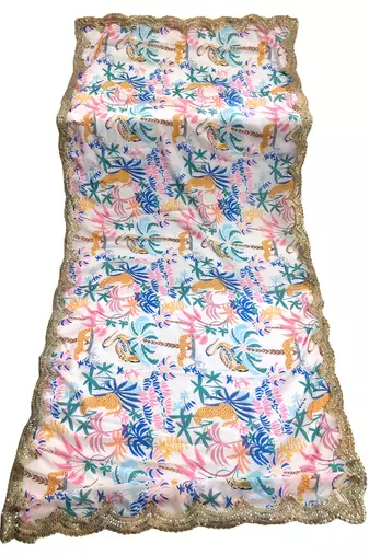 Printed georgette silk multi sequnce lace work dupatta