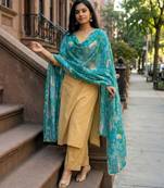 Printed georgette silk multi sequnce lace work dupatta