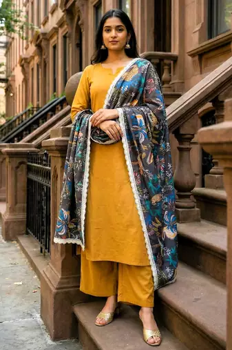 Printed georgette silk multi sequnce lace work dupatta