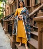 Printed georgette silk multi sequnce lace work dupatta