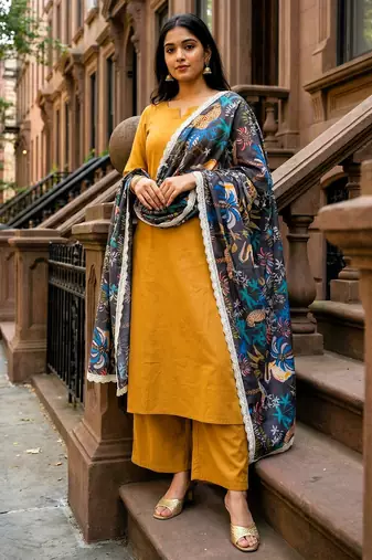 Printed georgette silk multi sequnce lace work dupatta