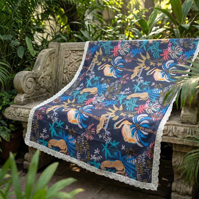 Printed georgette silk multi sequnce lace work dupatta