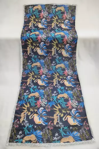 Printed georgette silk multi sequnce lace work dupatta