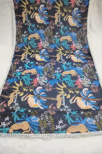 Printed georgette silk multi sequnce lace work dupatta