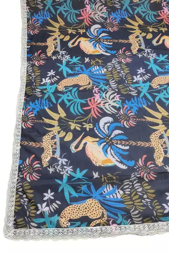 Printed georgette silk multi sequnce lace work dupatta