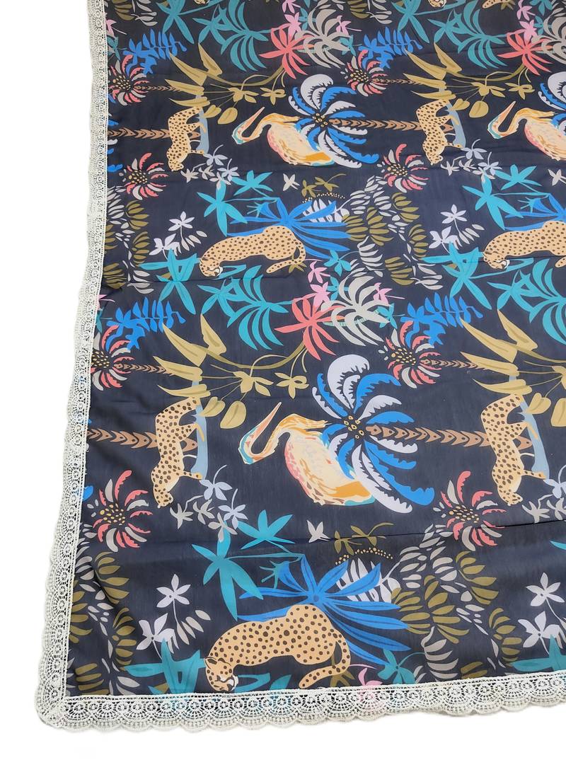 Printed georgette silk multi sequnce lace work dupatta
