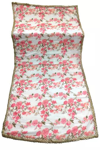 Printed georgette silk multi sequnce lace work dupatta