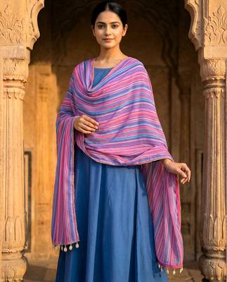 Printed georgette silk multi sequnce lace work dupatta 1