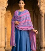 Printed georgette silk multi sequnce lace work dupatta