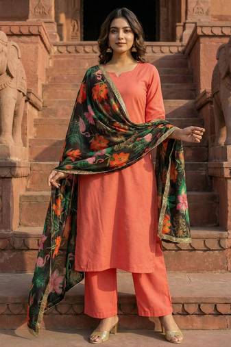 Printed georgette silk multi sequnce lace work dupatta