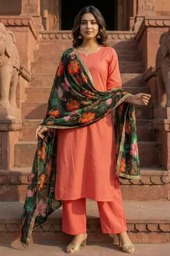 Printed georgette silk multi sequnce lace work dupatta