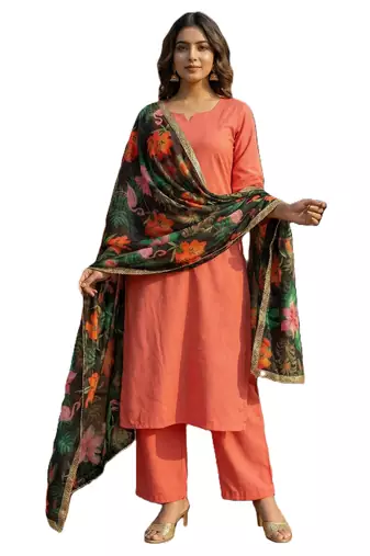 Printed georgette silk multi sequnce lace work dupatta