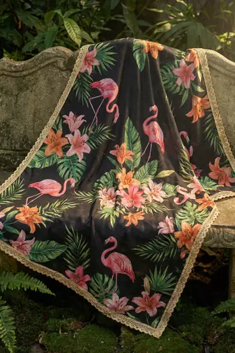 Printed georgette silk multi sequnce lace work dupatta