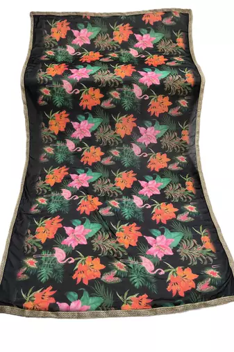 Printed georgette silk multi sequnce lace work dupatta