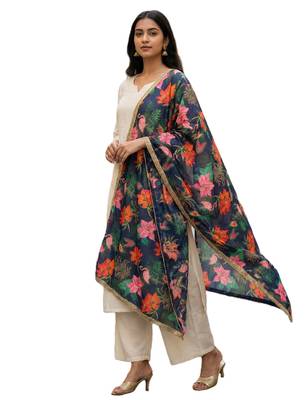 Printed georgette silk multi sequnce lace work dupatta 3