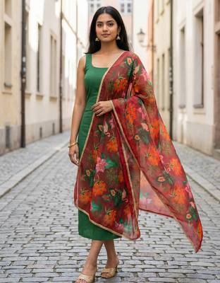 Printed georgette silk multi sequnce lace work dupatta 2