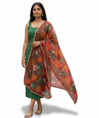 Printed georgette silk multi sequnce lace work dupatta 3