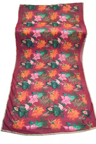 Printed georgette silk multi sequnce lace work dupatta