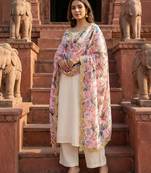 Printed georgette silk multi sequnce lace work dupatta