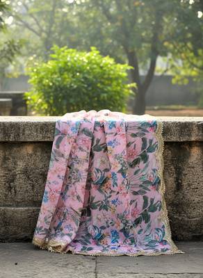 Printed georgette silk multi sequnce lace work dupatta 4