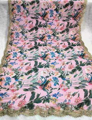 Printed georgette silk multi sequnce lace work dupatta 6