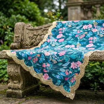 Printed georgette silk multi sequnce lace work dupatta 4