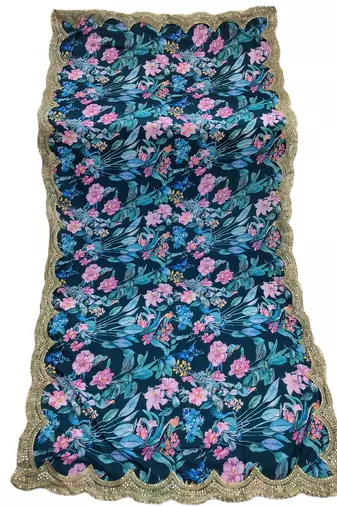 Printed georgette silk multi sequnce lace work dupatta