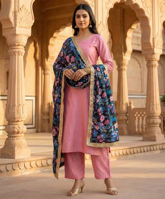 Printed georgette silk multi sequnce lace work dupatta 1