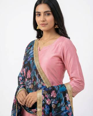 Printed georgette silk multi sequnce lace work dupatta 2