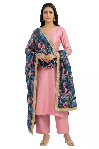 Printed georgette silk multi sequnce lace work dupatta