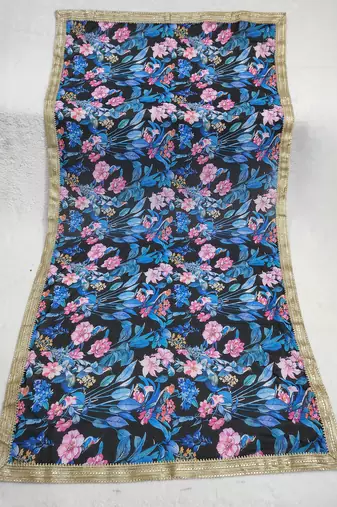 Printed georgette silk multi sequnce lace work dupatta