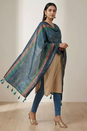 Jequared silk stall printed ethnic wear dupatta